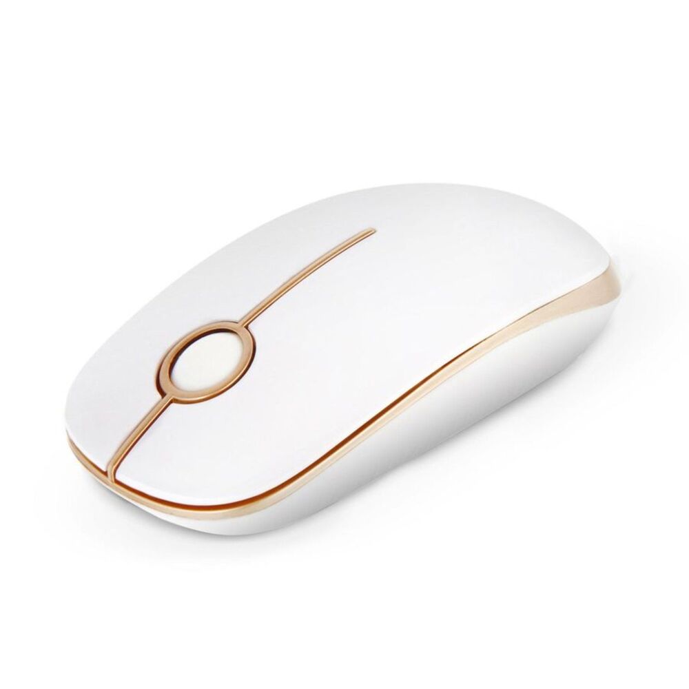 VssoPlor Wireless Mouse 2.4G Slim Silent USB Receiver PC Laptop White Gold